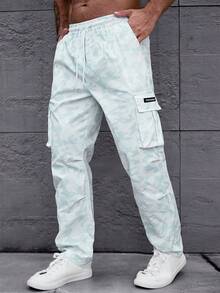 Manfinity Homme Men's White Twill Digital Print Cargo Pants - White - View 4