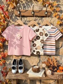 Emery Rose Kids Emery Rose Kids 少女圓領短袖舒適透氣夏季休閒T恤 - 彩色 - 查看 10