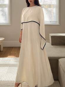 Al Najma Women's Asymmetric Design Elegant Modest Casual Arabian Dress Formal Black Winter - Apricot - View 6
