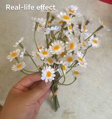 6/60 White And Yellow Artificial Daisy Bouquet, Perfect For Valentine's Day, Mother's Day, Easter, Wedding Season And DIY Home Decor, Holiday Flower Decor | Decorative Daisy Bouquet - Multicolor - View 2