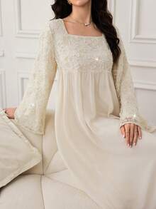 Yasmyna Women's 3D Floral Applique Arabian Dress - Apricot - View 7
