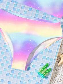 Setelan Baju Renang Dua Potong Bikini dan Bawahan Segitiga Motif Tie-Dye untuk Anak Perempuan, Cocok untuk Liburan Musim Panas - MultiWarna - View 5