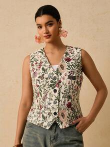 Travachic Plus Size Summer Casual Jacquard Vest Jacket Winter - Multicolor - View 4