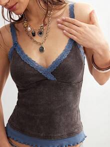 Bohemela Women's Casual Knit Patchwork Vest - Coffee Brown - View 3