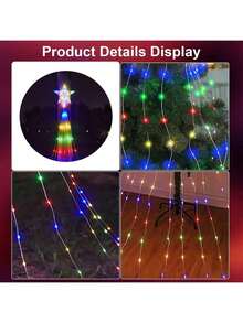 Christmas String Lights, Star Waterfall Style Christmas Decorative Lights (With 8 Lighting Modes And Remote Control Function), Suitable For Christmas Trees, Christmas Tree Gifts, Thanksgiving, Wedding Home Decorations, Autumn Decorations - White - View 11
