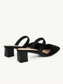 CUCCOO CHICEST Mules  noir à bout pointu, mules à talon épais à un mot, talons hauts fins pour le travail, les déplacements et les sorties - Sunshine polaire noir - Voir 11