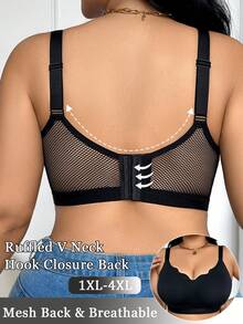 SHEIN Plus Size Seamless Supportive & Lifting Bra - Black - View 7