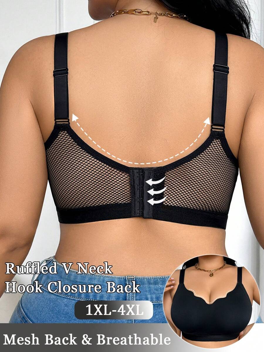 SHEIN Áo ngực nâng đỡ và định hình không đường may dành cho người có thân hình đầy đặn - màu đen - Xem 1