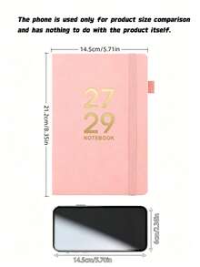 2027-2029 English Calendar Notebook, Time Management Planner, Bound Notepad With Straps - B-Pink - View 3