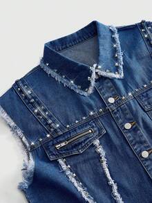 ROMWE MEN Men's Lapel Single-Breasted Casual Versatile Daily Travel Denim Jacket - Blue - View 3