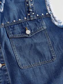 ROMWE MEN Men's Lapel Single-Breasted Casual Versatile Daily Travel Denim Jacket - Blue - View 4