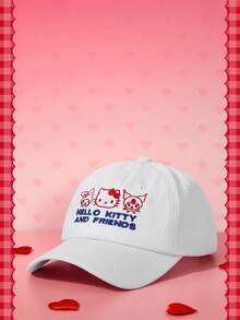 HELLO KITTY AND FRIENDS | SHEIN 1頂棒球帽，適用於棒球、籃球及其他運動，秋季百搭，運動風，1990年代復古風，亮色，平簷帽，可調節休閒老爹帽，中性運動遮陽帽，防曬休閒帽，適合旅行、派對、海灘及其他場合 - 白色 - 查看 4