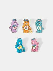 SHEIN X Care Bears 5PSC 新款創意卡通多色可愛熊圖案印花胸針套組，IP聯名設計，個性化簡約大方，可用作飾品，適合各種派對、音樂會、節日，精美禮物 - 彩色 - 查看 8