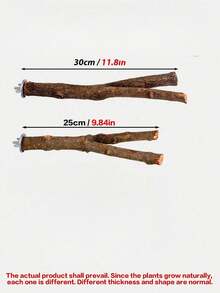 1pc Handmade Wooden Durable Bird Perch Stand, Comfortable Bird Chewing Stick, Fun Bird Toy & Accessories, Natural Wood Variations (Weight & Shape Slightly Differ) - Brown - View 11
