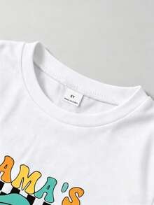 SHEIN Young Boy Checkered Cartoon Print T-Shirt And Shorts Set - Multicolor - View 3