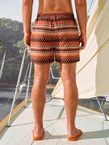 Manfinity VDAYZ Men's Drawstring Waist Colorblock Casual Vacation Beach Shorts - Multicolor - View 6