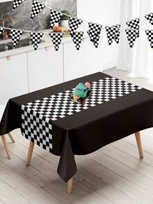 1/3pcs Racing Themed Birthday Tablecloth, Racing Themed Birthday Party Decoration, Black And White Checkered Tablecloth, Home Decor, Dining Table Decor, Racing Themed Party Supplies Disposable Plastic Tablecloth, Mustard Yellow Racing Party Decor, Welcome To The World Of Racing Fans, Bachelor Racing Night Holiday Kitchen Table Decor, Birthday Gift Party Favor - multicolor - View 11