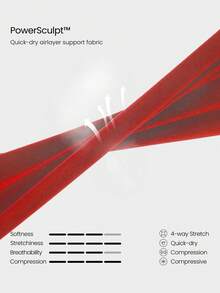 GLOWMODE 28吋 Powersculpt™ StudioShape 提臀緊身褲，網格拼接抽繩防捲腰，高強度訓練健身運動服 - 紅色 - 查看 7