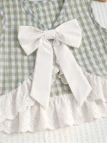 Emery Rose Kids Emery Rose Kids 少女編織格紋圓領休閒背心與長褲2件組 - 綠色 - 查看 10