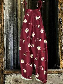 EMERY ROSE Mono de mujer talla grande, sencillo y casual con estampado - Burdeos - Ver 2