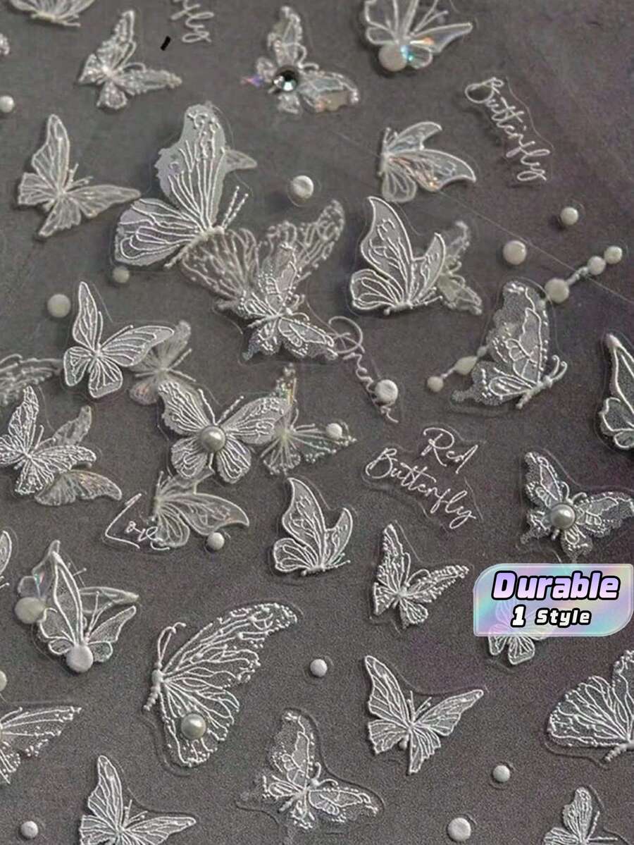 精致蝴蝶翅膀美甲贴纸 - 自粘式,无香型,适用于手脚装饰,设计优雅,易于粘贴,是秋冬季DIY美甲的完美之选。 - 漸變 - 查看 1