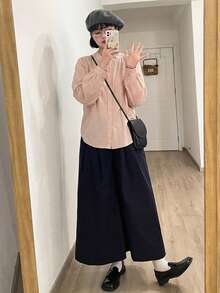 DAZY 女款素色單排扣休閒百搭日常外出襯衫 - 淺粉色 - 查看 5