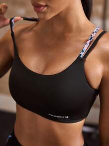 Powerista Women's Patchwork Geometric Print 2 In 1 Casual Fitness Sports Bra - Black - View 4