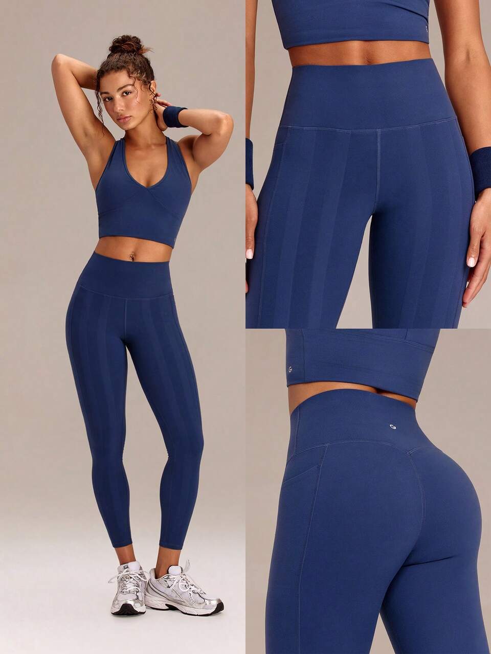 26" FeatherFit™-Sculpt InstaCinch Tummy Control Non-See Through Compressive Resistance Leggings With Side Pockets Training Workout Gym Fitness