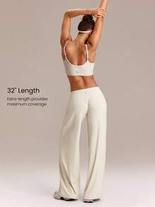 GLOWMODE 32" FeatherFit™-Air Glow Pulse Low-Rise Peakbum Wide Leg Capri Leggings With Back Pocket Low Impact Training Running Workout Gym Fitness Daily Wear - White - View 5
