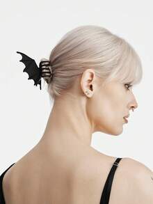 MortiRose 1pc Gothic Punk Matte Black Bat Wing Hair Clip - Elegant Metal Ponytail Claw Clip For Women,  For Halloween And Christmas Parties, Hair Accessories - Black - View 3