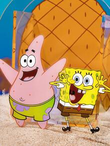 SpongeBob SquarePants | SHEIN 卡通鳳梨屋透明壓克力桌面收納盒，可愛桌面儲物盒，適用化妝刷、文具與化妝品，適合女孩、學生與上班族 - 彩色 - 查看 3