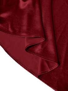 GlowEve CURVE Plus Size Women's Solid Color Pleated Elegant Waist-Cinched Party Dress - Burgundy - View 4