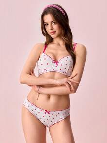 Bonmuse 2件套女士印花钢圈舒适文胸套装 - 彩色 - 查看 1