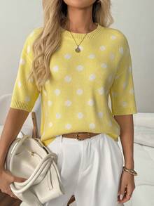 SHEIN LUNE Suéter de punto casual para mujer con lunares para vacaciones de verano - Multicolor - Ver 6