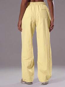 Musera Sport Adjustable Toggle Light Weight Active Shell Pants Workout Gym Sports Pilates Fitness Daily Casual Hibiscus - Butter Yellow - View 4