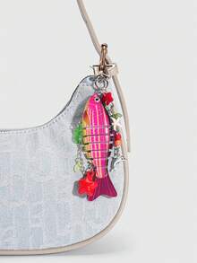 ROMWE Kawaii 1 pieza Llavero de pez tropical de color dopamina hecho a mano, cebo de imitación para primavera y verano, colgante de anzuelo de pez de varios segmentos, estilo de vacaciones/oceánico - Multicolor 5 - Ver 6