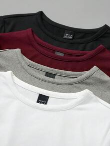 SHEIN BASICS 4件套女士休闲纯色短袖修身连体衣，夏季日常通勤百搭 - 彩色 - 查看 5