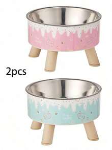 1pc/2pcs Stainless Steel Elevated Pet Bowls With Sturdy Stand, Anti-Slip & Anti-Spill, Large Capacity For Cat And Dog Food And Water - multicolor - View 19