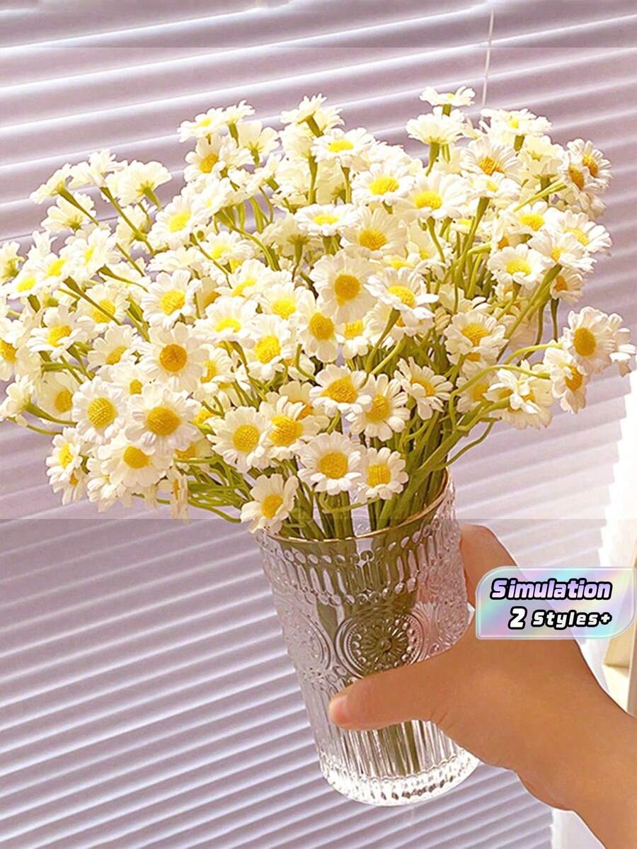 6/60 White And Yellow Artificial Daisy Bouquet, Perfect For Valentine's Day, Mother's Day, Easter, Wedding Season And DIY Home Decor, Holiday Flower Decor | Decorative Daisy Bouquet - Multicolor - View 1