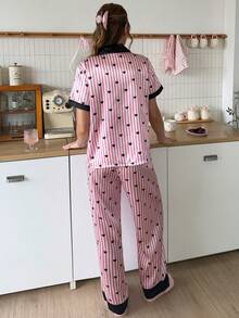 SweetSlumber PJS10 女款緞面數位印花睡衣套裝 - 彩色 - 查看 2