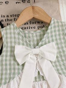 Emery Rose Kids Emery Rose Kids 少女編織格紋圓領休閒背心與長褲2件組 - 綠色 - 查看 12