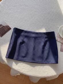 Comfortcana Falda a rayas para mujer, primavera y verano 2026 - Azul - Ver 2