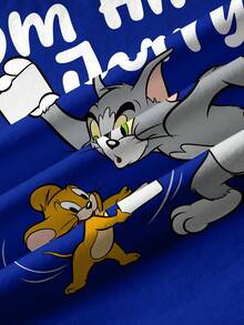 TOM & JERRY X SHEIN 小男孩卡通圖案印花圓領短袖T恤 - 白色 - 查看 6
