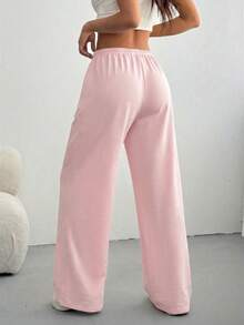CovetEZ Quần thể thao nữ màu hồng nhẹ, dáng rộng, buộc dây phía trước, thích hợp cho mùa hè, mặc hàng ngày, mùa tốt nghiệp, tựu trường, lễ tốt nghiệp, trang phục giáo viên nữ. - Màu Hồng baby - Xem 2