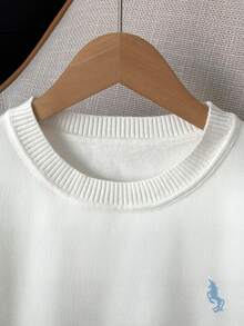 GlowEve 對比條紋修身馬術刺繡Logo短袖高腰百褶迷你裙女款毛衣兩件套 - 彩色 - 查看 3
