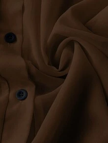 Franclia Camisa básica de unicolor transparente con cuello vuelto y estilo minimalista - Marrón - Ver 5