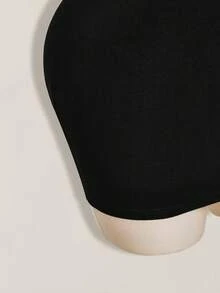 SHEIN ICON Women's Summer Sexy Lace Patchwork Backless Halter Neck Fitted Mini Dress - Black - View 8
