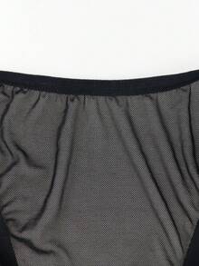 SHEIN DrisQ 男士透視網格鏤空性感連身內衣 - 黑色 - 查看 8
