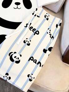 Manfinity Hypemode Conjunto de pijama holgado con estampado de panda para hombres - Blanco - Ver 4