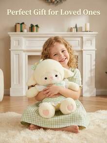 POKOJA LAND 1pc Plush Doll Fluffy Sheep Gingham Bow, Endearing Aesthetic Heart Paws, Squeeze Feedback Pressure Relief Carryable Charm, Multi-Occasion Gift For Women Girls - Multicolor - View 6